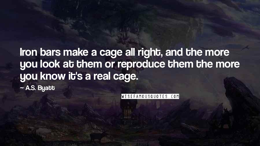A.S. Byatt Quotes: Iron bars make a cage all right, and the more you look at them or reproduce them the more you know it's a real cage.