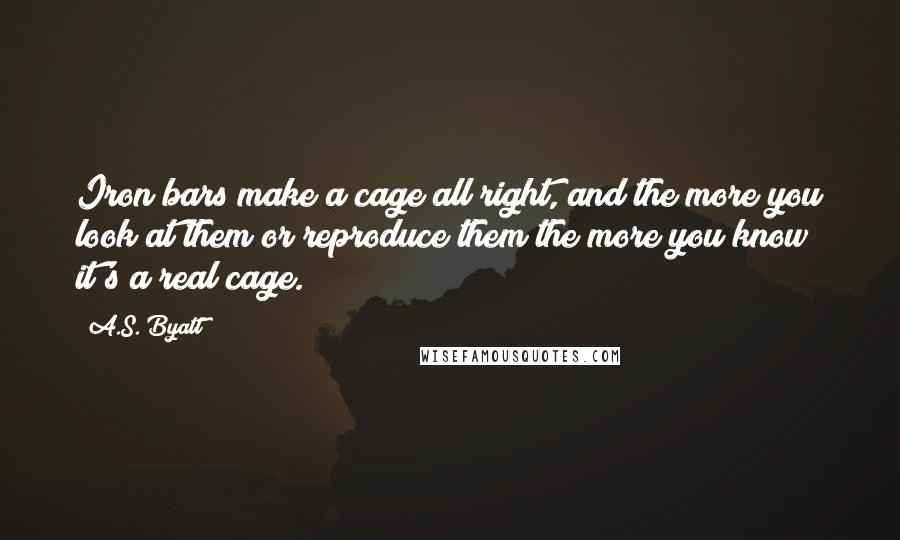 A.S. Byatt Quotes: Iron bars make a cage all right, and the more you look at them or reproduce them the more you know it's a real cage.