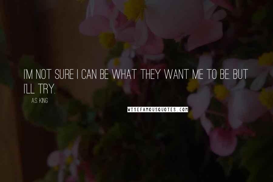 A.S. King Quotes: I'm not sure I can be what they want me to be. But I'll try.