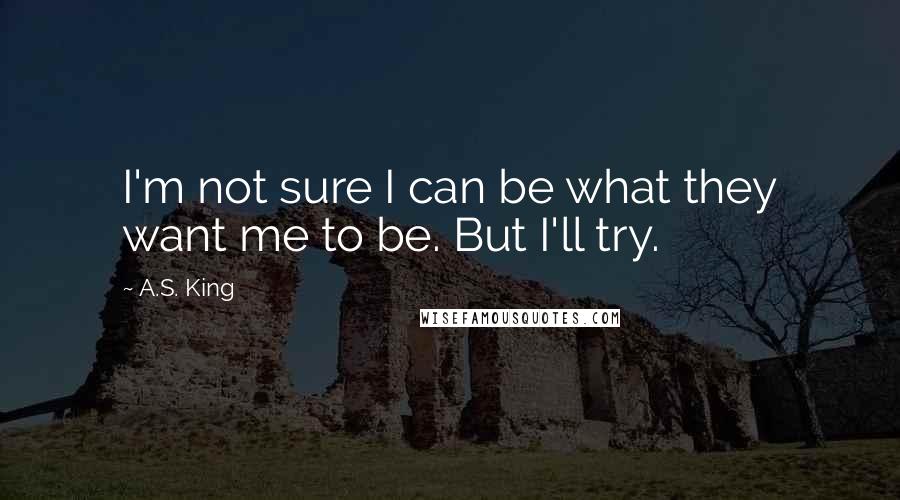 A.S. King Quotes: I'm not sure I can be what they want me to be. But I'll try.