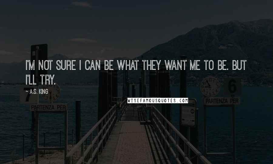 A.S. King Quotes: I'm not sure I can be what they want me to be. But I'll try.