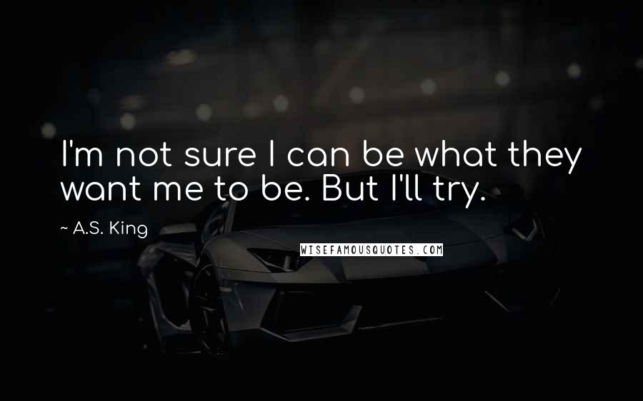 A.S. King Quotes: I'm not sure I can be what they want me to be. But I'll try.