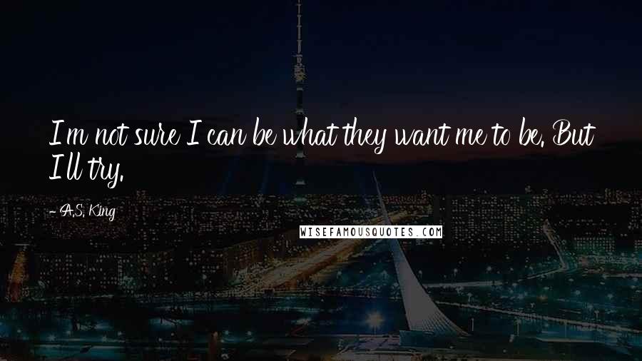 A.S. King Quotes: I'm not sure I can be what they want me to be. But I'll try.