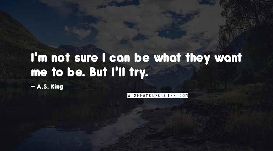 A.S. King Quotes: I'm not sure I can be what they want me to be. But I'll try.