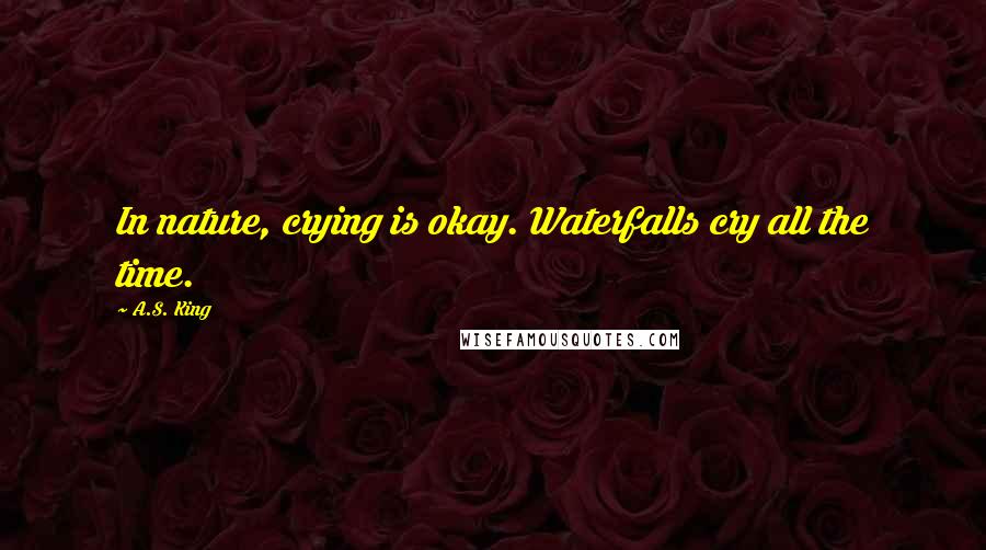 A.S. King Quotes: In nature, crying is okay. Waterfalls cry all the time.