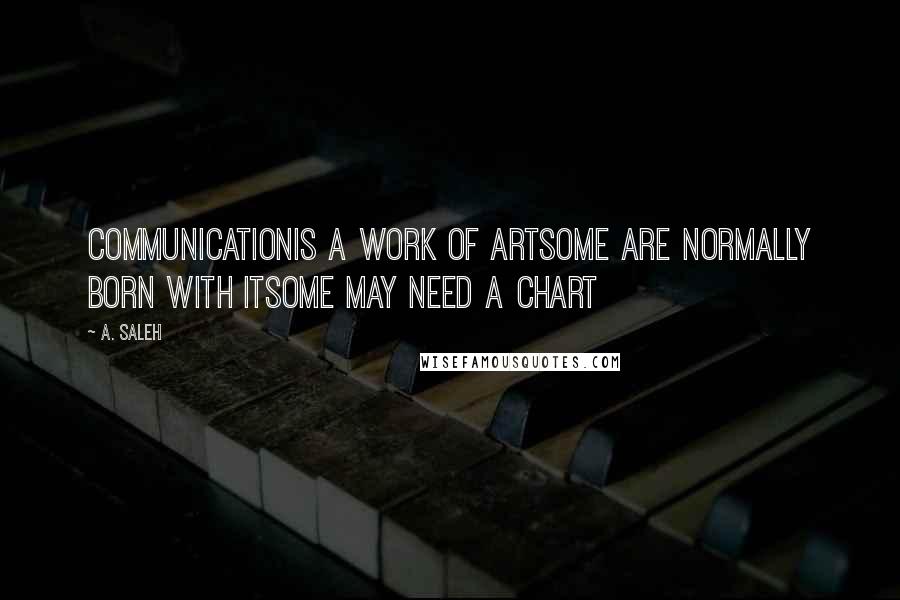 A. Saleh Quotes: CommunicationIs a work of artSome are normally born with itSome may need a chart