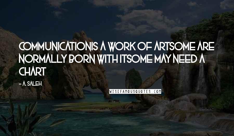 A. Saleh Quotes: CommunicationIs a work of artSome are normally born with itSome may need a chart