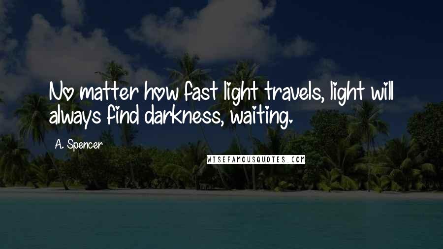 A. Spencer Quotes: No matter how fast light travels, light will always find darkness, waiting.