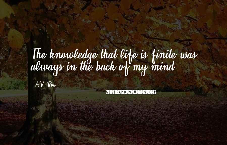 A.V. Roe Quotes: The knowledge that life is finite was always in the back of my mind.