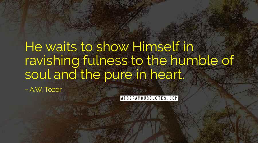 A.W. Tozer Quotes: He waits to show Himself in ravishing fulness to the humble of soul and the pure in heart.