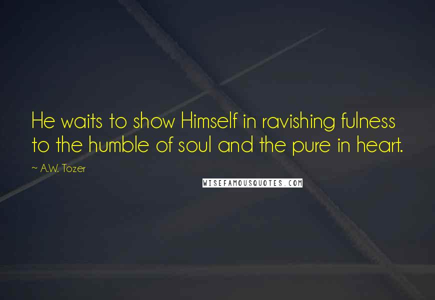 A.W. Tozer Quotes: He waits to show Himself in ravishing fulness to the humble of soul and the pure in heart.