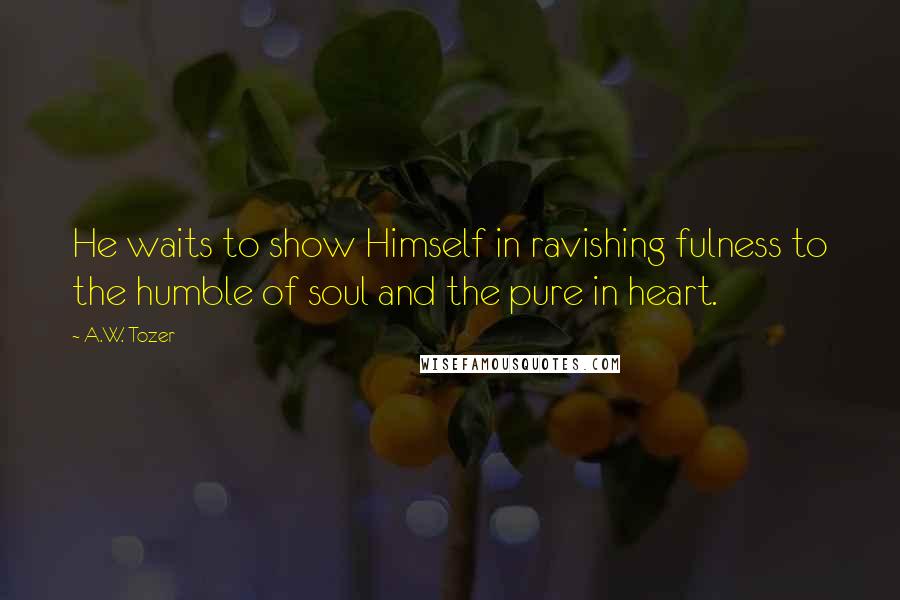 A.W. Tozer Quotes: He waits to show Himself in ravishing fulness to the humble of soul and the pure in heart.