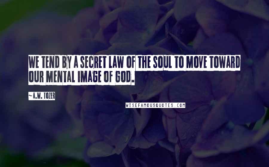 A.W. Tozer Quotes: We tend by a secret law of the soul to move toward our mental image of God.