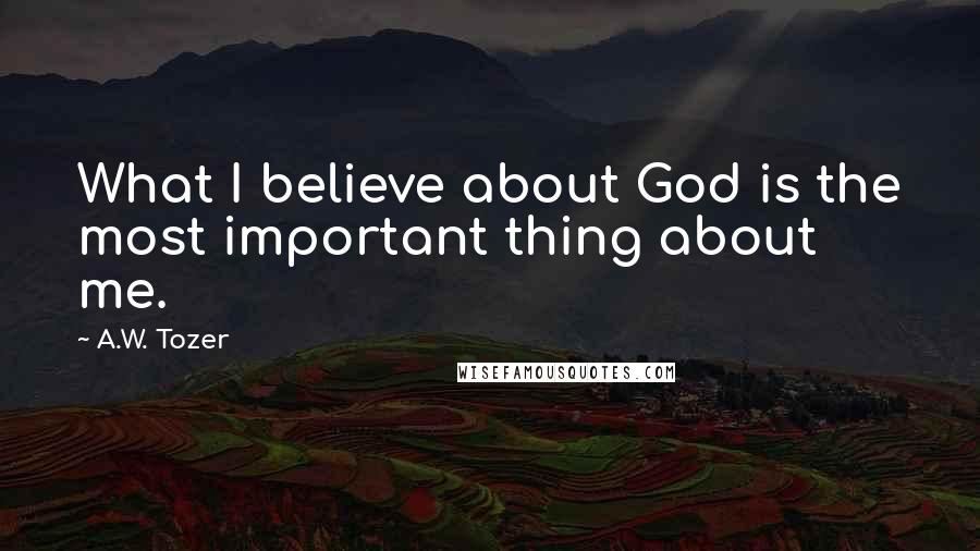 A.W. Tozer Quotes: What I believe about God is the most important thing about me.