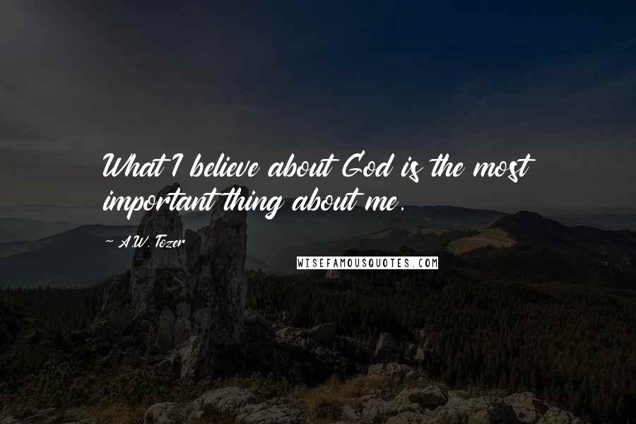 A.W. Tozer Quotes: What I believe about God is the most important thing about me.