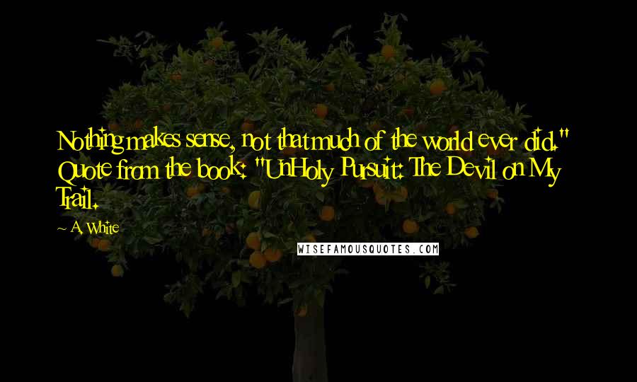 A. White Quotes: Nothing makes sense, not that much of the world ever did."  Quote from the book: "UnHoly Pursuit: The Devil on My Trail.