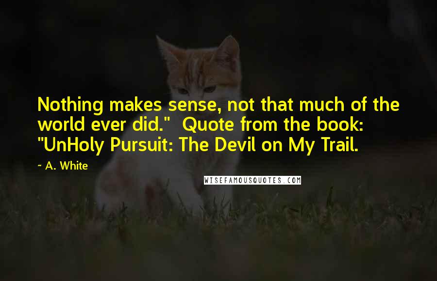 A. White Quotes: Nothing makes sense, not that much of the world ever did."  Quote from the book: "UnHoly Pursuit: The Devil on My Trail.