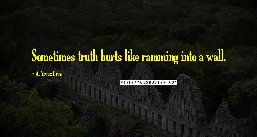 A. Yavuz Oruc Quotes: Sometimes truth hurts like ramming into a wall.