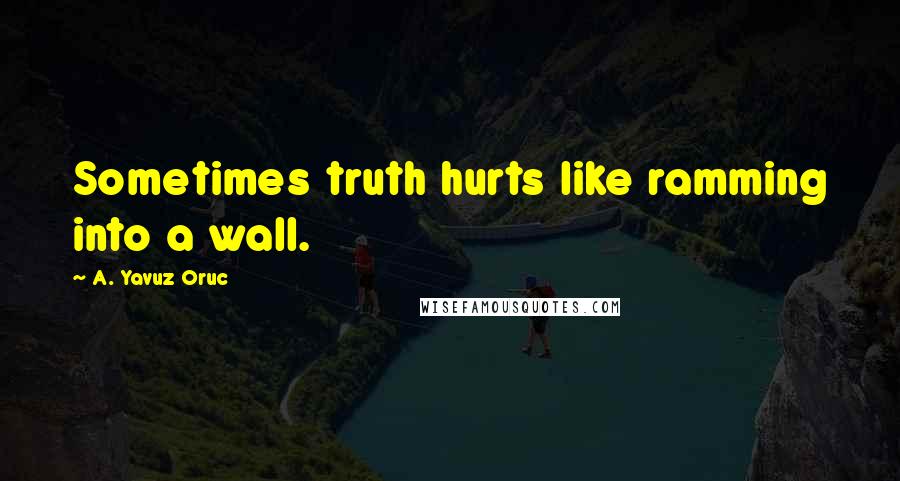 A. Yavuz Oruc Quotes: Sometimes truth hurts like ramming into a wall.