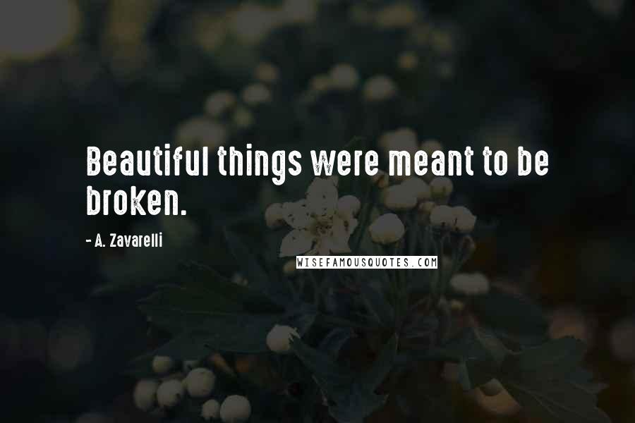 A. Zavarelli Quotes: Beautiful things were meant to be broken.