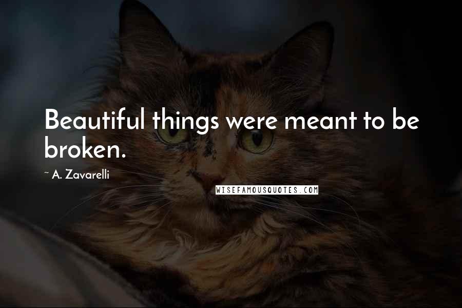A. Zavarelli Quotes: Beautiful things were meant to be broken.
