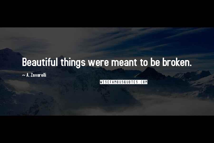 A. Zavarelli Quotes: Beautiful things were meant to be broken.