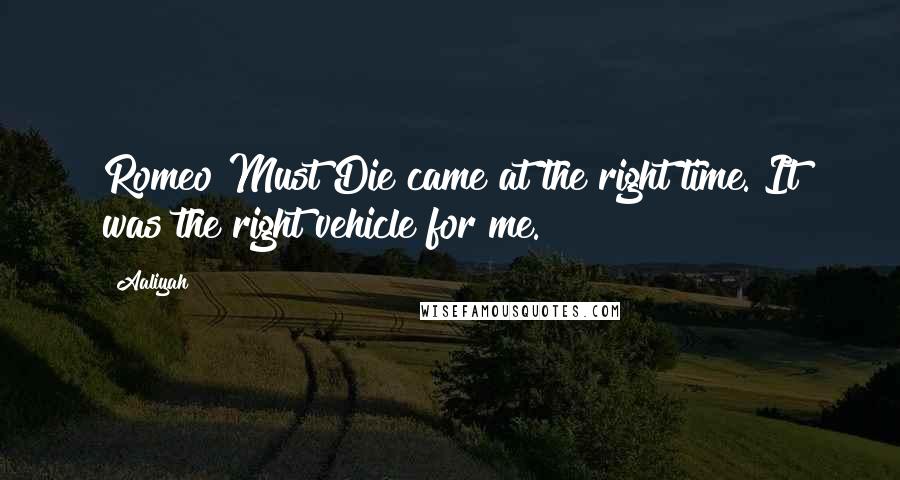 Aaliyah Quotes: Romeo Must Die came at the right time. It was the right vehicle for me.