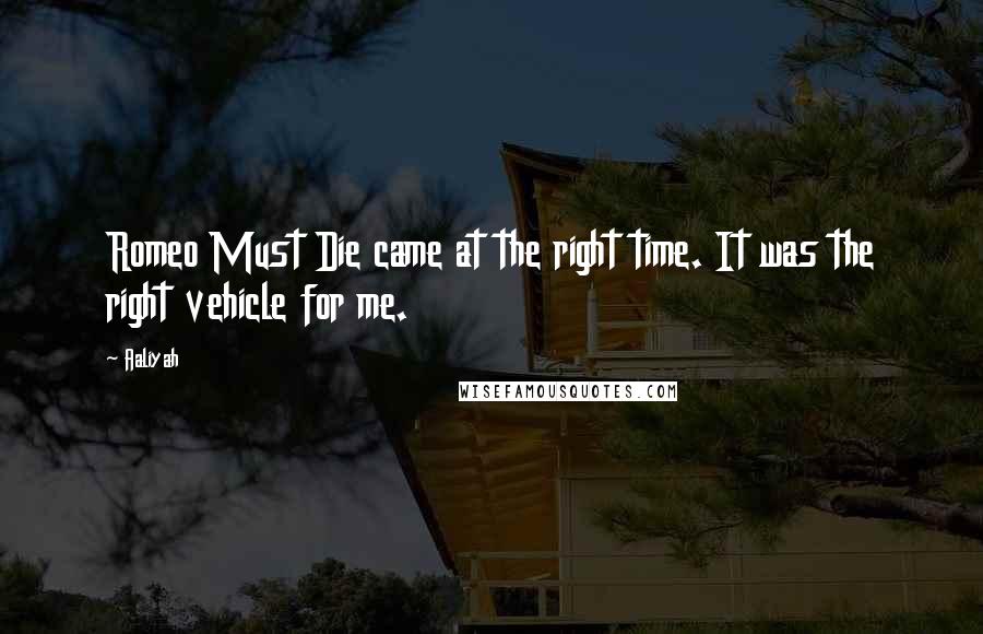 Aaliyah Quotes: Romeo Must Die came at the right time. It was the right vehicle for me.