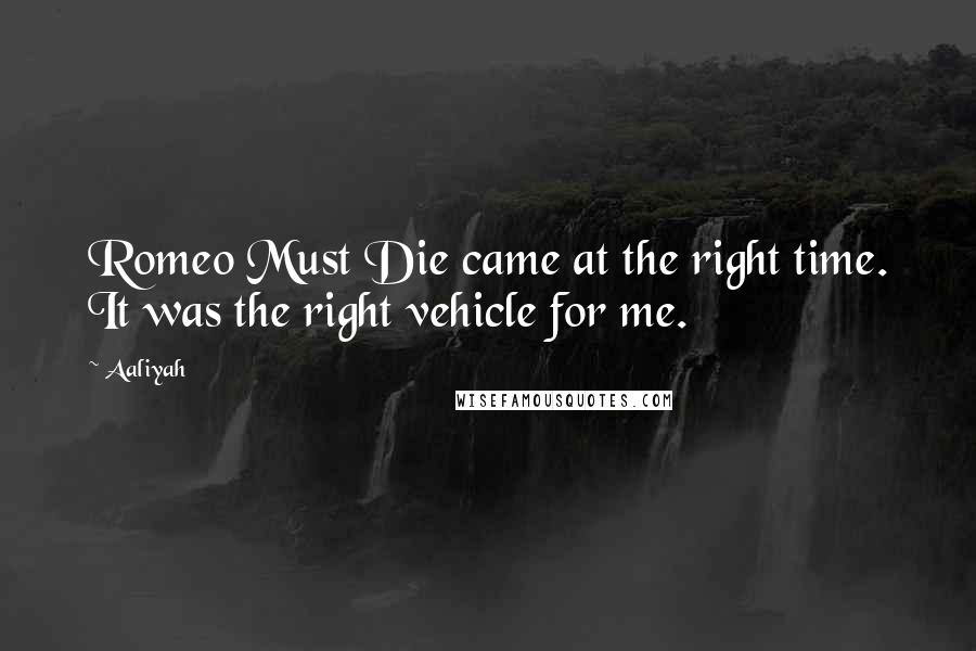 Aaliyah Quotes: Romeo Must Die came at the right time. It was the right vehicle for me.