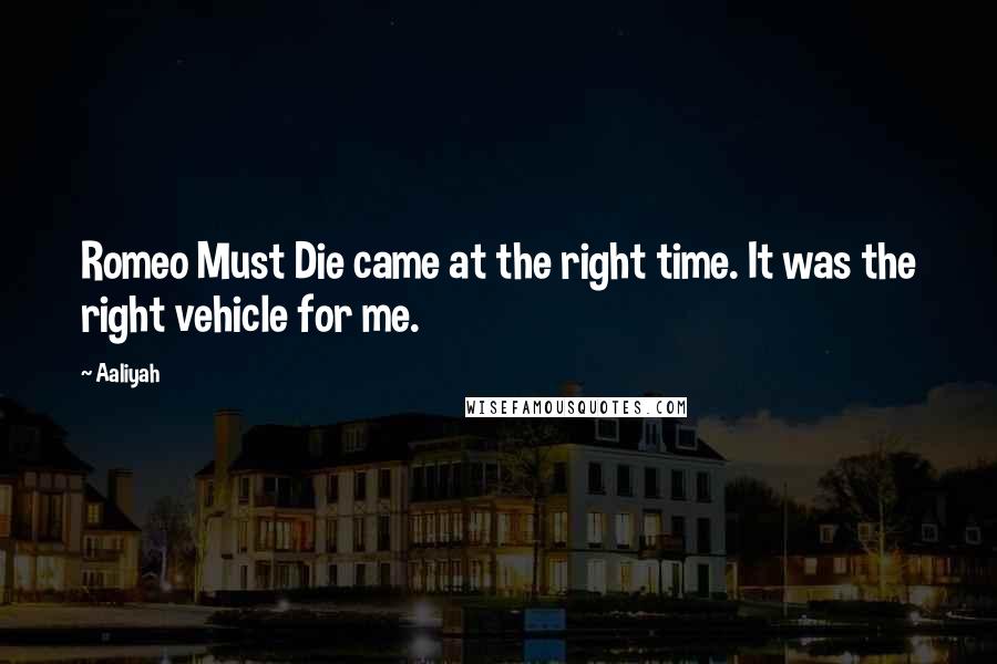 Aaliyah Quotes: Romeo Must Die came at the right time. It was the right vehicle for me.