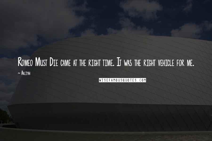 Aaliyah Quotes: Romeo Must Die came at the right time. It was the right vehicle for me.