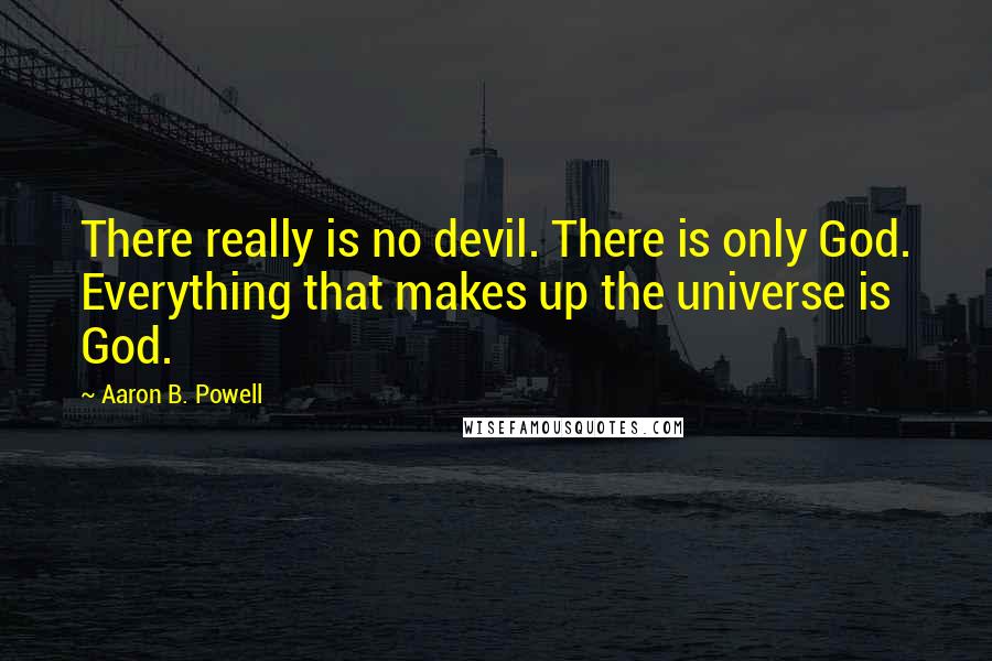 Aaron B. Powell Quotes: There really is no devil. There is only God. Everything that makes up the universe is God.