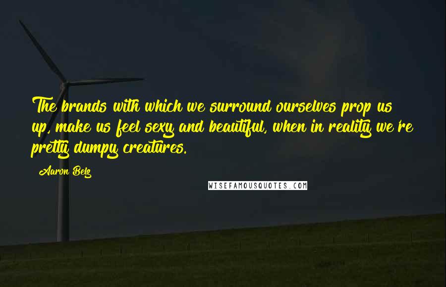 Aaron Belz Quotes: The brands with which we surround ourselves prop us up, make us feel sexy and beautiful, when in reality we're pretty dumpy creatures.