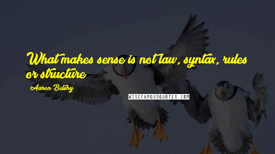 Aaron Betsky Quotes: What makes sense is not law, syntax, rules or structure