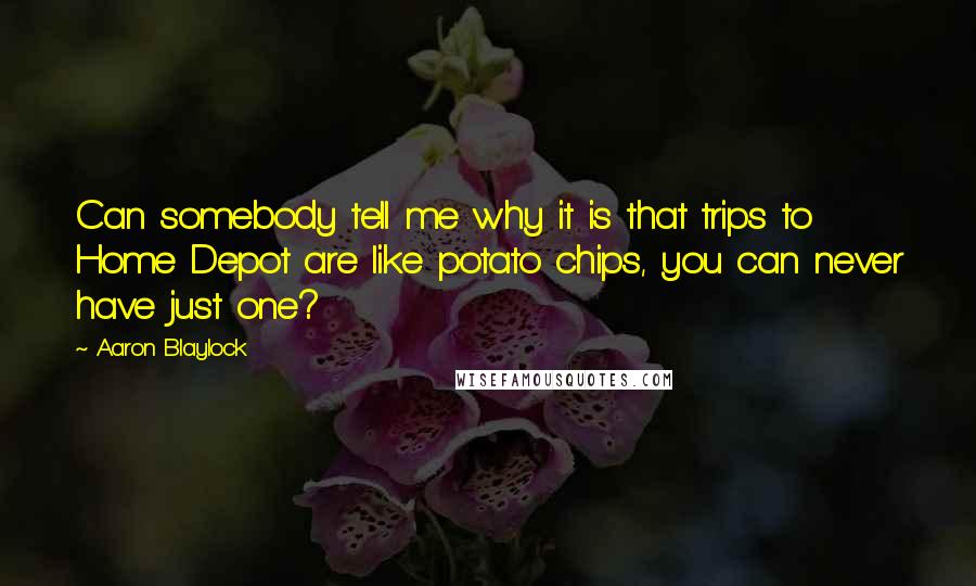 Aaron Blaylock Quotes: Can somebody tell me why it is that trips to Home Depot are like potato chips, you can never have just one?