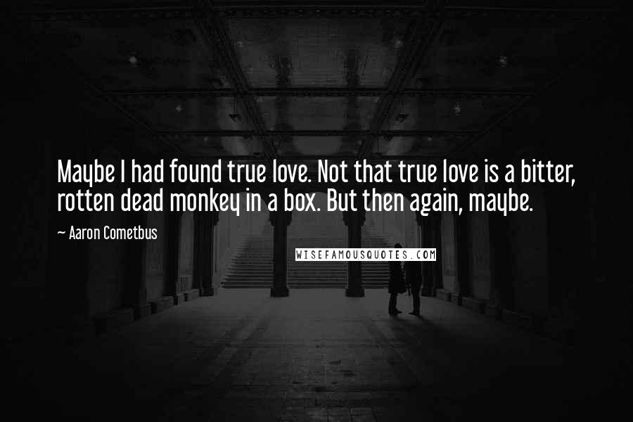 Aaron Cometbus Quotes: Maybe I had found true love. Not that true love is a bitter, rotten dead monkey in a box. But then again, maybe.