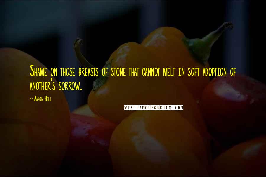 Aaron Hill Quotes: Shame on those breasts of stone that cannot melt in soft adoption of another's sorrow.