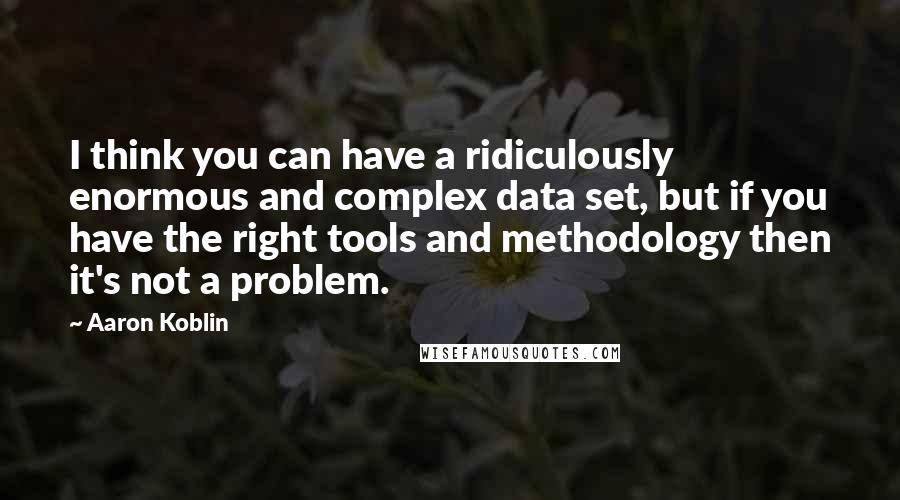 Aaron Koblin Quotes: I think you can have a ridiculously enormous and complex data set, but if you have the right tools and methodology then it's not a problem.