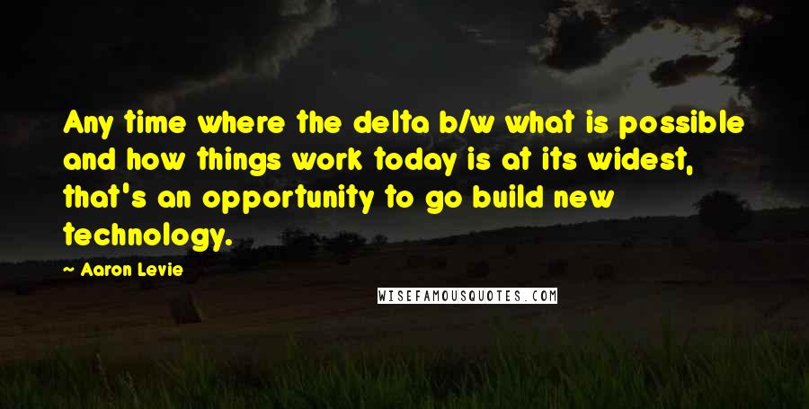 Aaron Levie Quotes: Any time where the delta b/w what is possible and how things work today is at its widest, that's an opportunity to go build new technology.