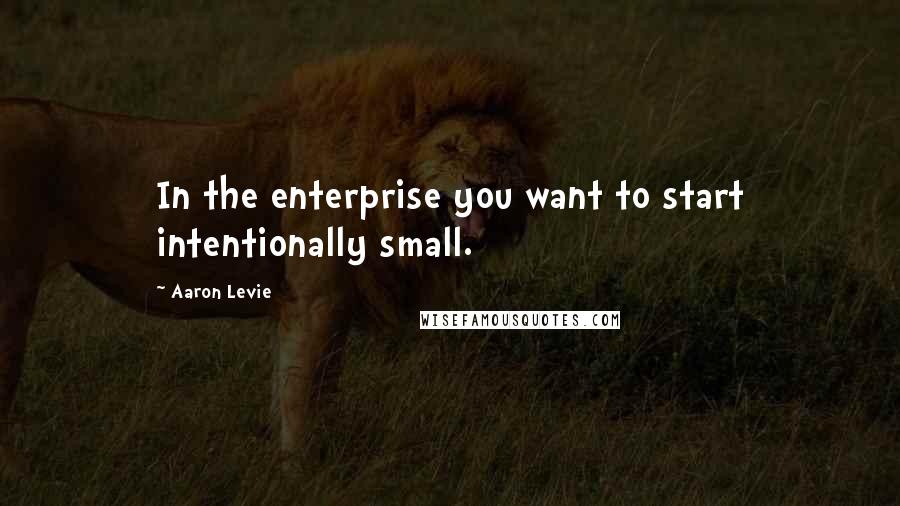 Aaron Levie Quotes: In the enterprise you want to start intentionally small.