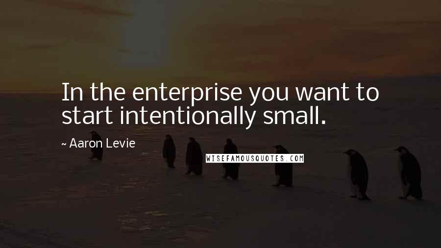 Aaron Levie Quotes: In the enterprise you want to start intentionally small.
