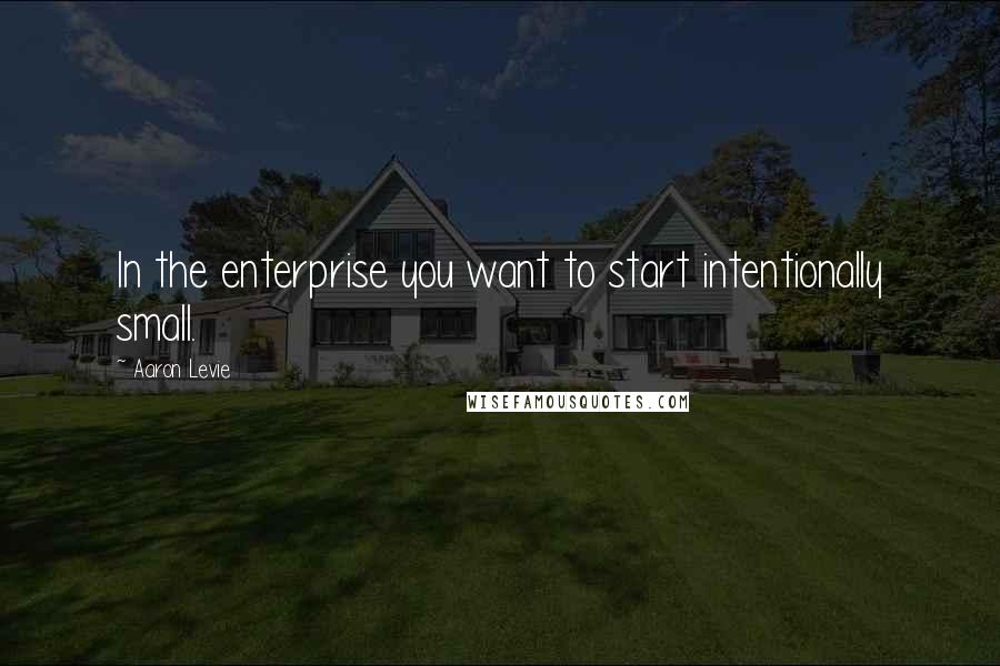 Aaron Levie Quotes: In the enterprise you want to start intentionally small.
