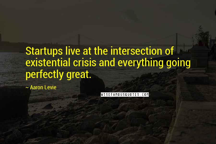 Aaron Levie Quotes: Startups live at the intersection of existential crisis and everything going perfectly great.