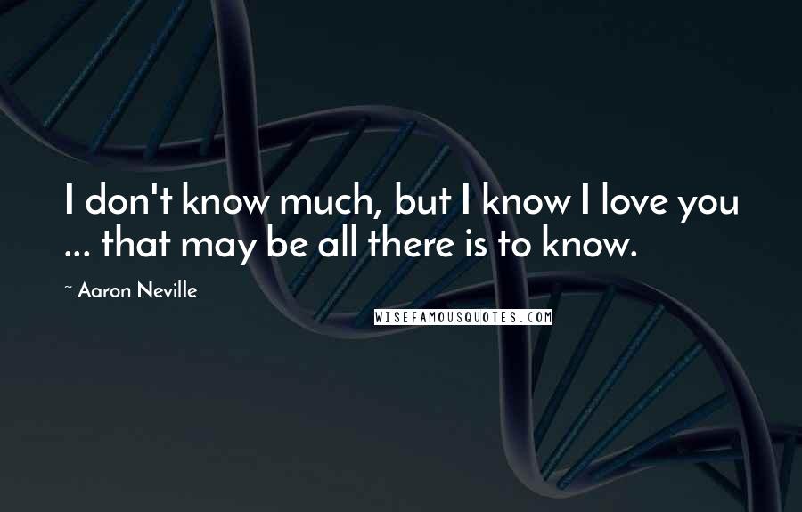 Aaron Neville Quotes: I don't know much, but I know I love you ... that may be all there is to know.