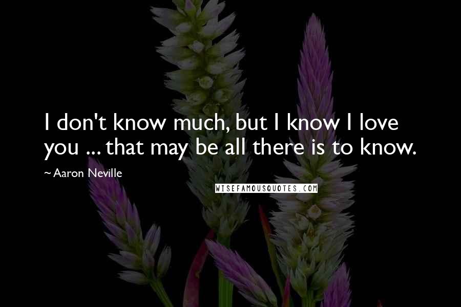 Aaron Neville Quotes: I don't know much, but I know I love you ... that may be all there is to know.