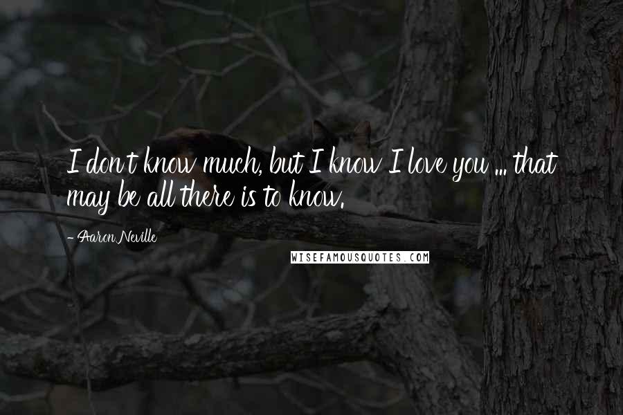 Aaron Neville Quotes: I don't know much, but I know I love you ... that may be all there is to know.