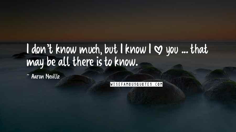 Aaron Neville Quotes: I don't know much, but I know I love you ... that may be all there is to know.