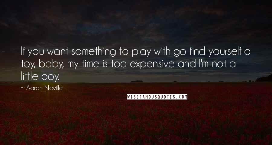 Aaron Neville Quotes: If you want something to play with go find yourself a toy, baby, my time is too expensive and I'm not a little boy.