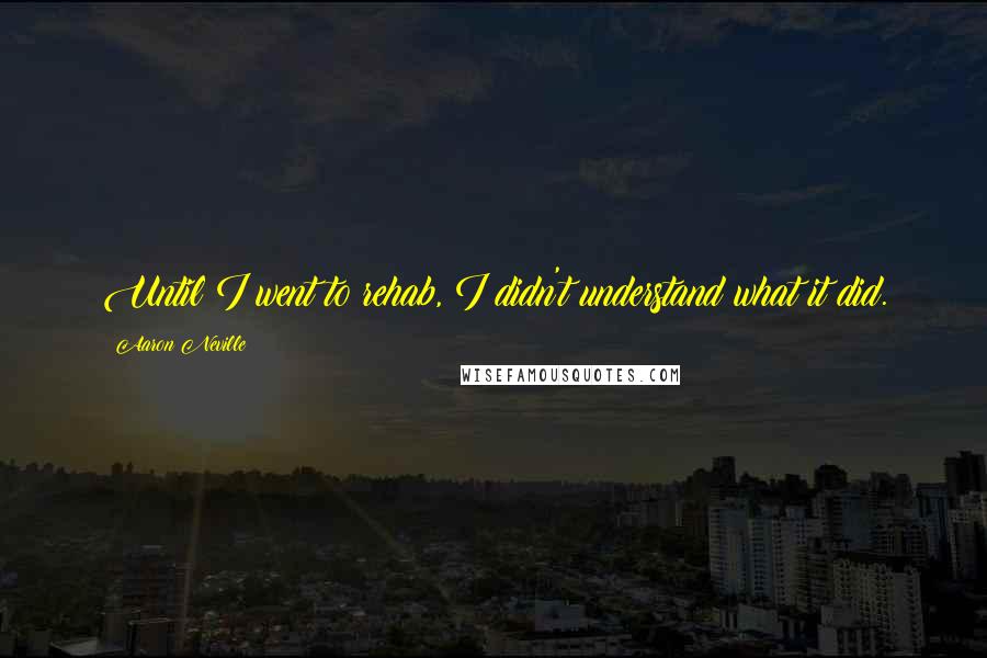 Aaron Neville Quotes: Until I went to rehab, I didn't understand what it did.