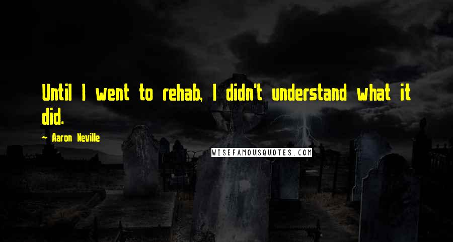 Aaron Neville Quotes: Until I went to rehab, I didn't understand what it did.